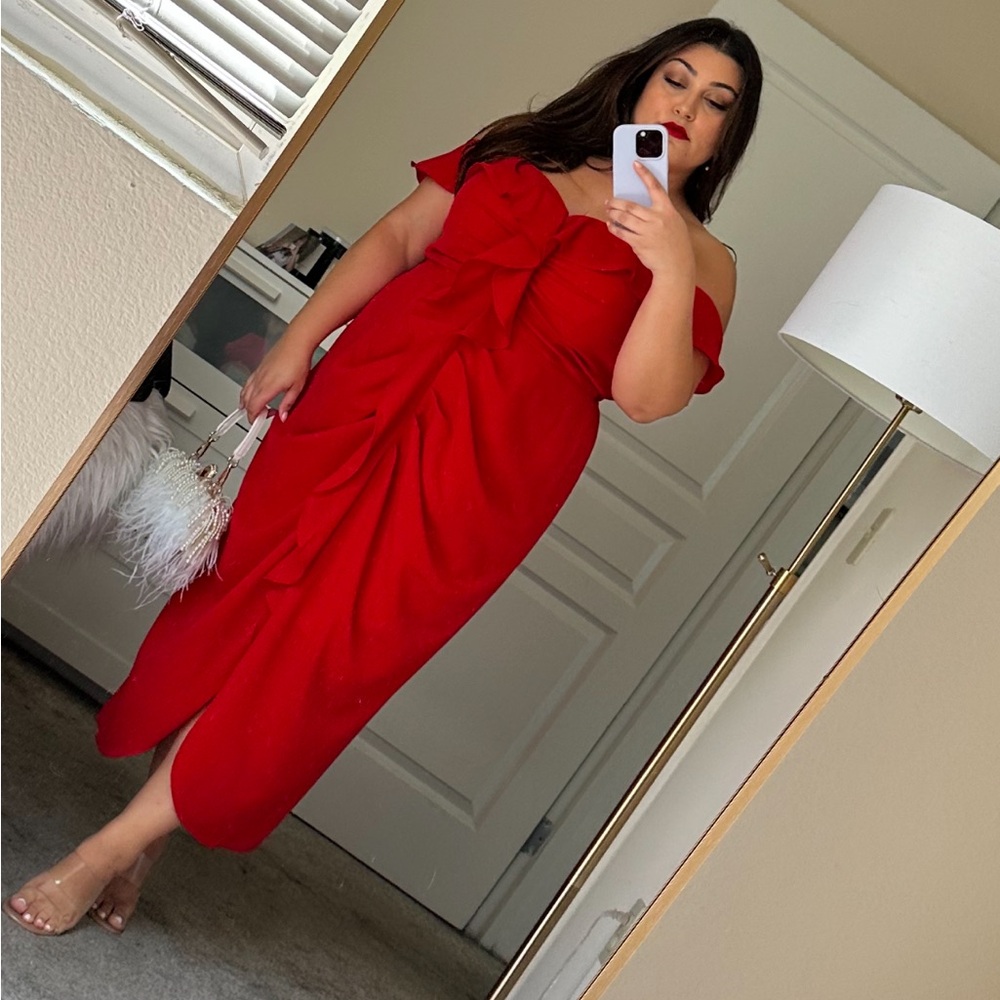 City Chic Red Off-Shoulder Dress